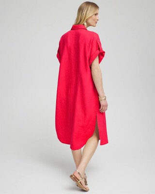 Linen Roll Tab Dolman Midi Dress