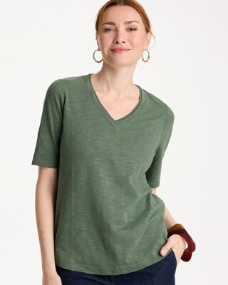 Cotton Slub V-Neck Tee