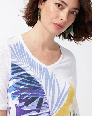 Leaf Print Seamed Slub Tee