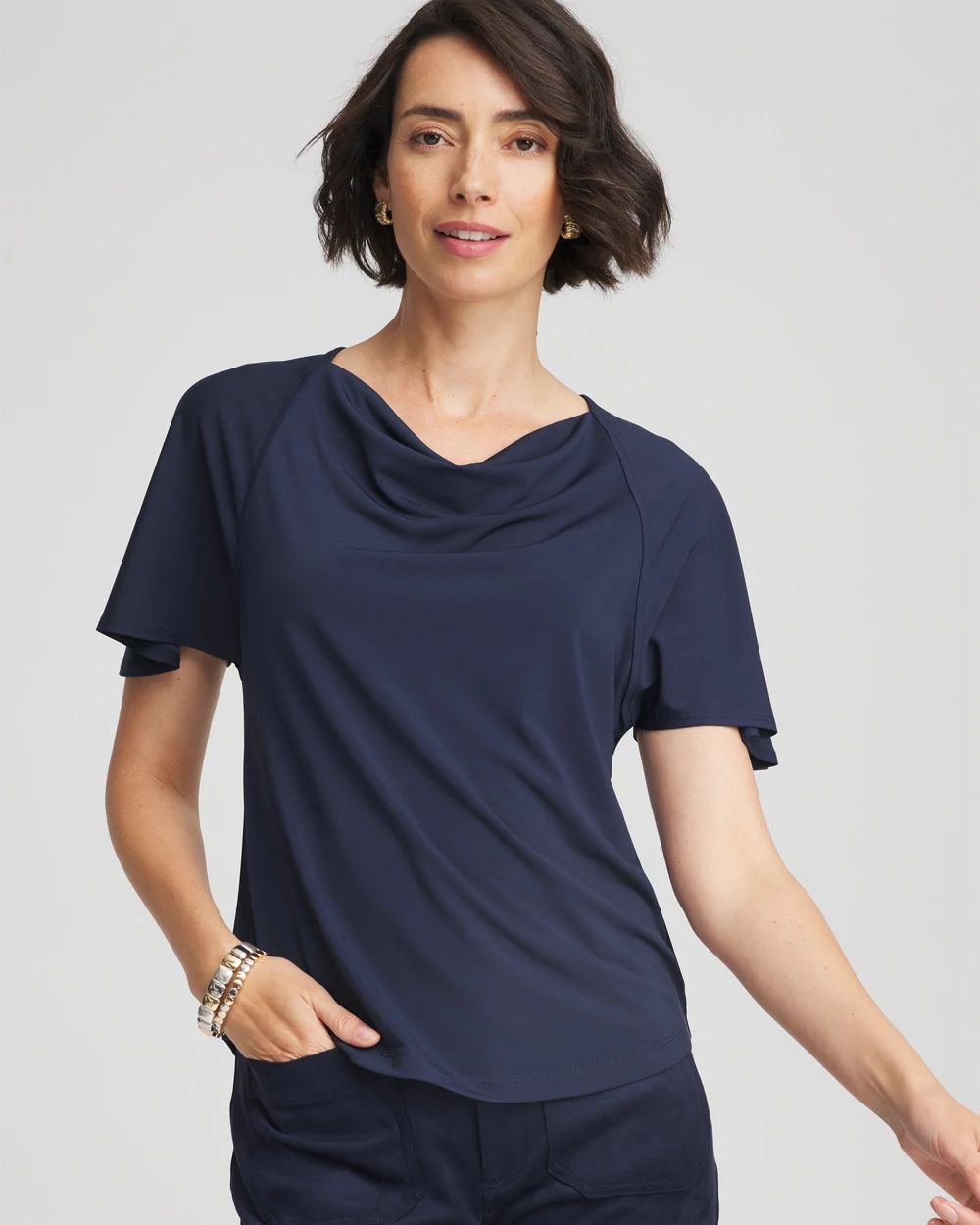 Jersey Knit Cowlneck Tee