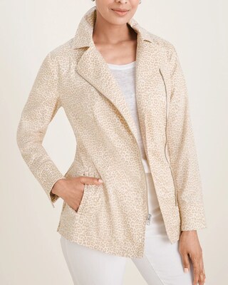Elongated Leopard-Print Moto Jacket