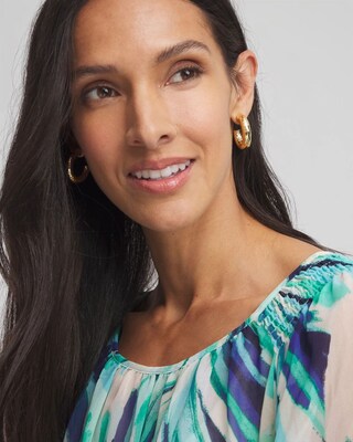 No Droop® Textured Goldtone Hoop Earrings click to view larger image.