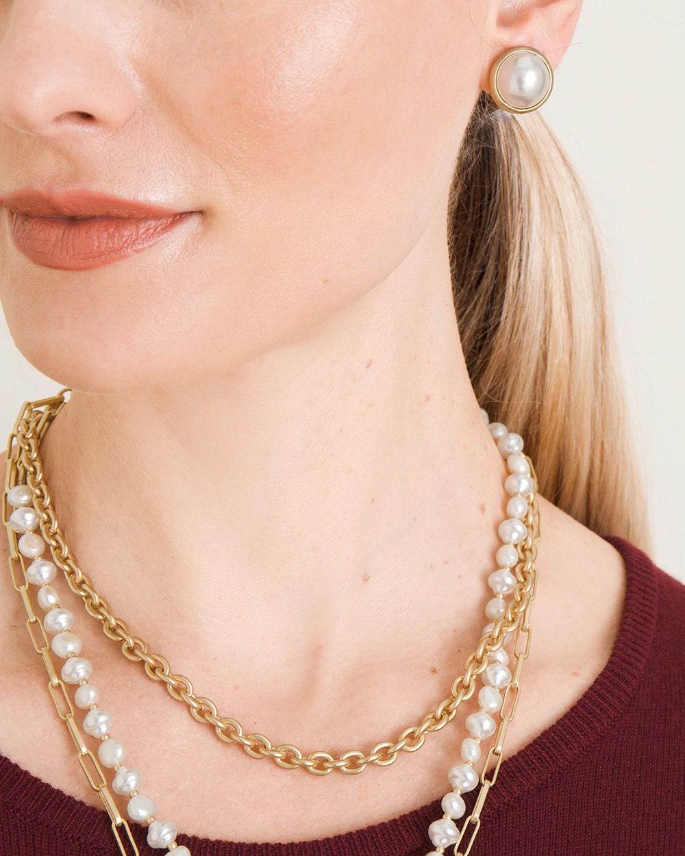 Faux-Pearl Clip Earrings
