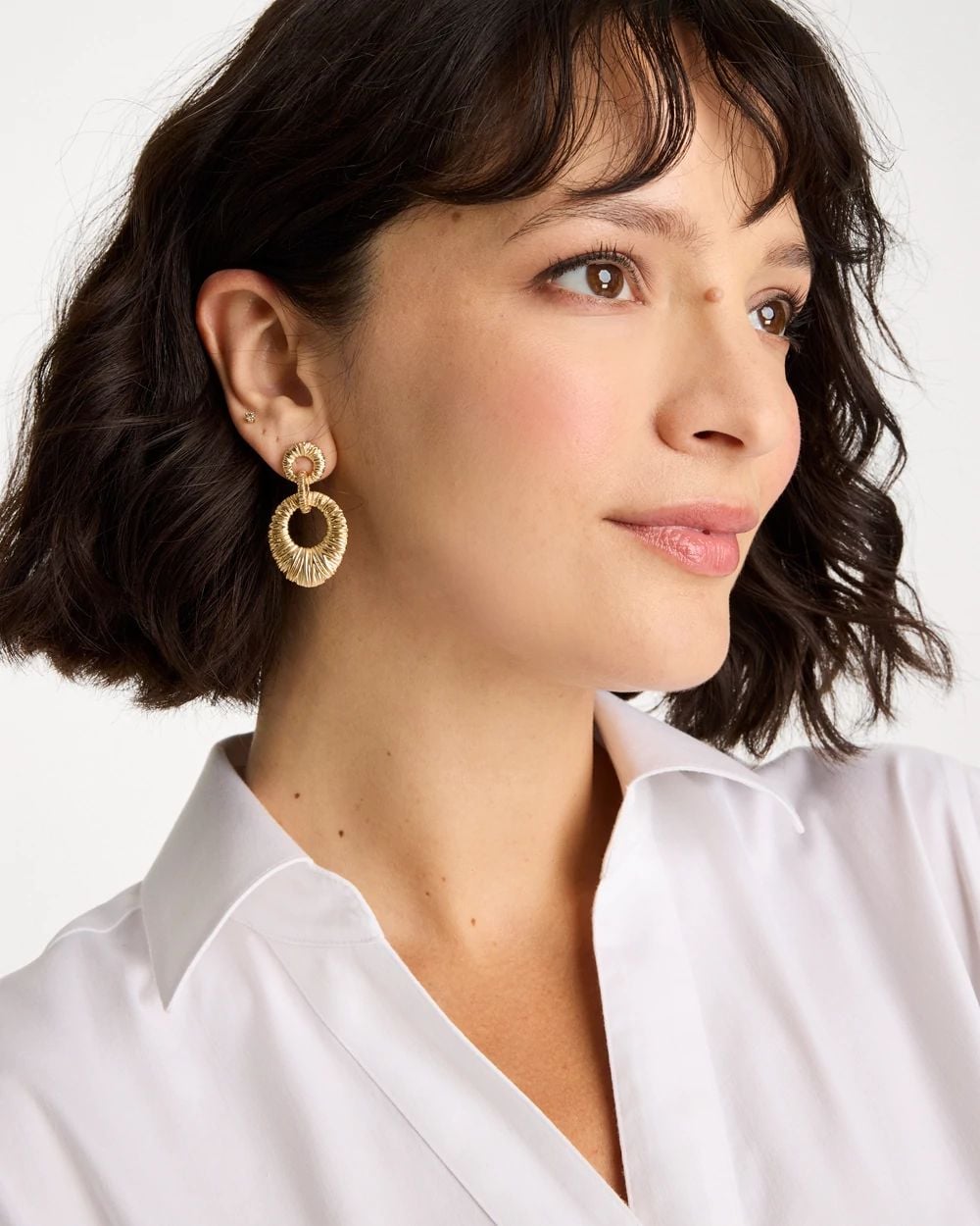 Crinkle Goldtone Doorknocker Earrings click to view larger image.