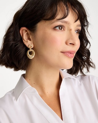 Crinkle Goldtone Doorknocker Earrings click to view larger image.