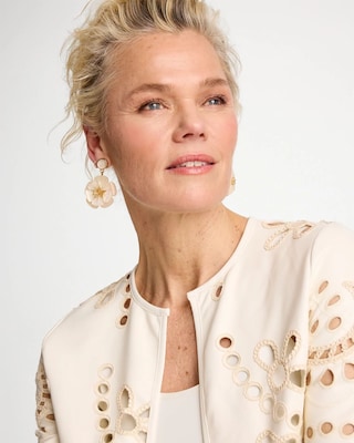 Neutral Flower Drop Earrings click to view larger image.