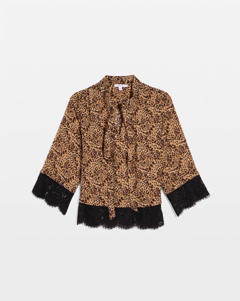 Prestige Print Lace Tie-Neck Blouse click to view larger image.