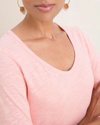 Cotton-Blend Slub High-Low Tee
