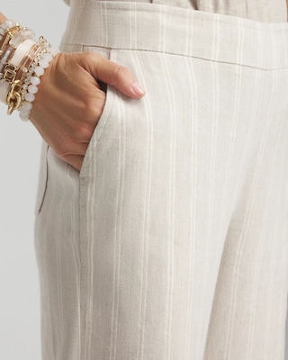 Linen Blend Stripe Flare Leg Pants click to view larger image.