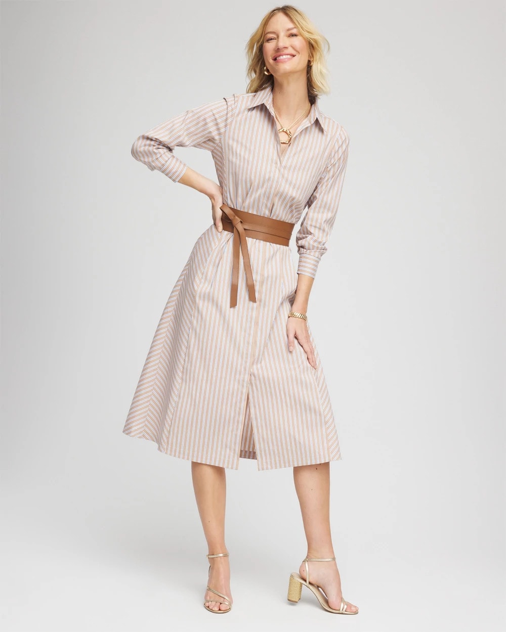 Vanilla Chai Striped Maxi Shirtdress