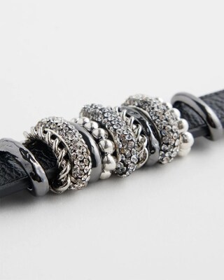 Silver Tone Leather Bracelet