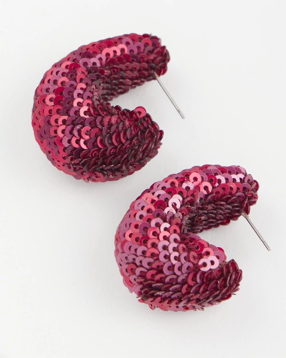 No Droop™ Red Sequin Huggie Earrings