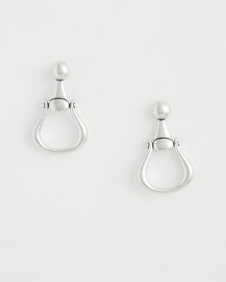 No Droop™ Silver Tone Horsebit Drop Earrings