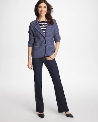 Denim Inspired Textured Cardigan click to view larger image.