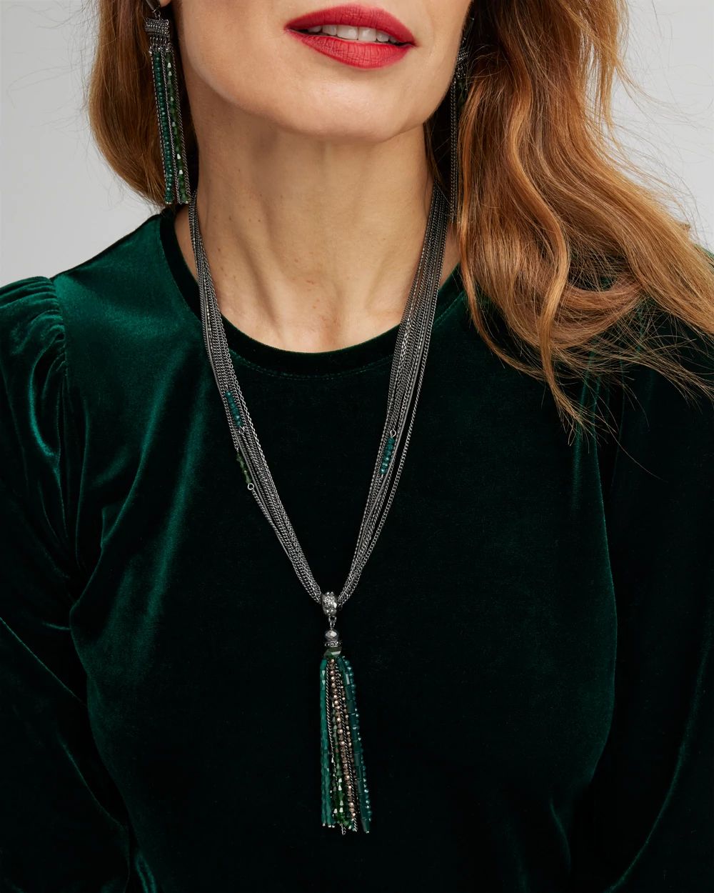 Green Tassel Necklace