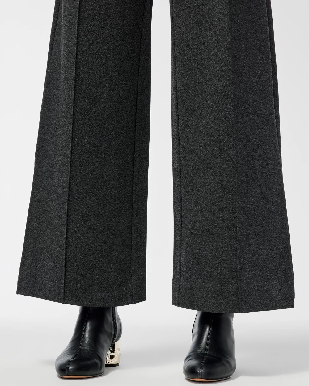 Ponte Pintuck Wide Leg Ankle Pants