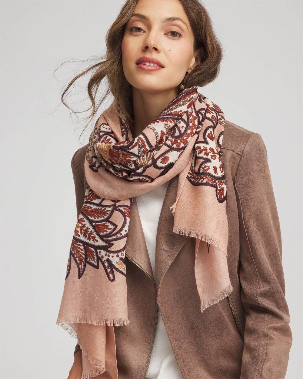 Textured Printed Oblong Scarf