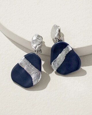 Navy Foil Clip-On Earrings