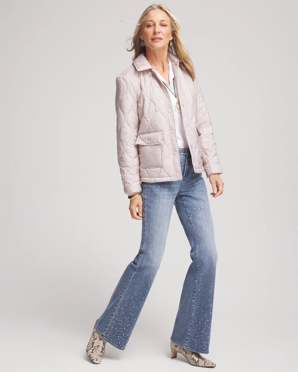 Faux Nylon Quilted Jacket