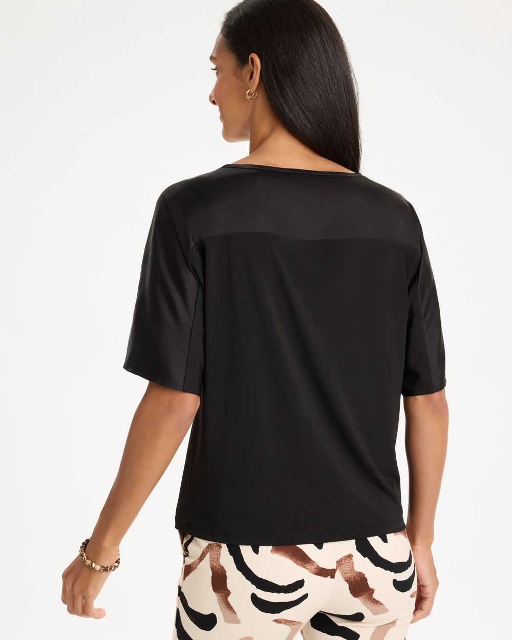 Jersey Satin Trim Elbow Tee click to view larger image.