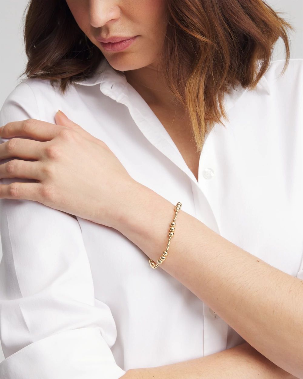 Gold-tone Small Bead Stretch Bracelet
