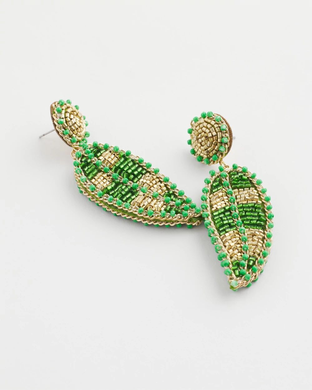 No Droop® Glass Bead Leaf Earrings