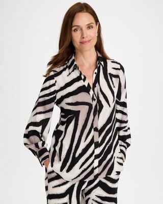 Georgette Zebra Print Collared Shirt click to view larger image.