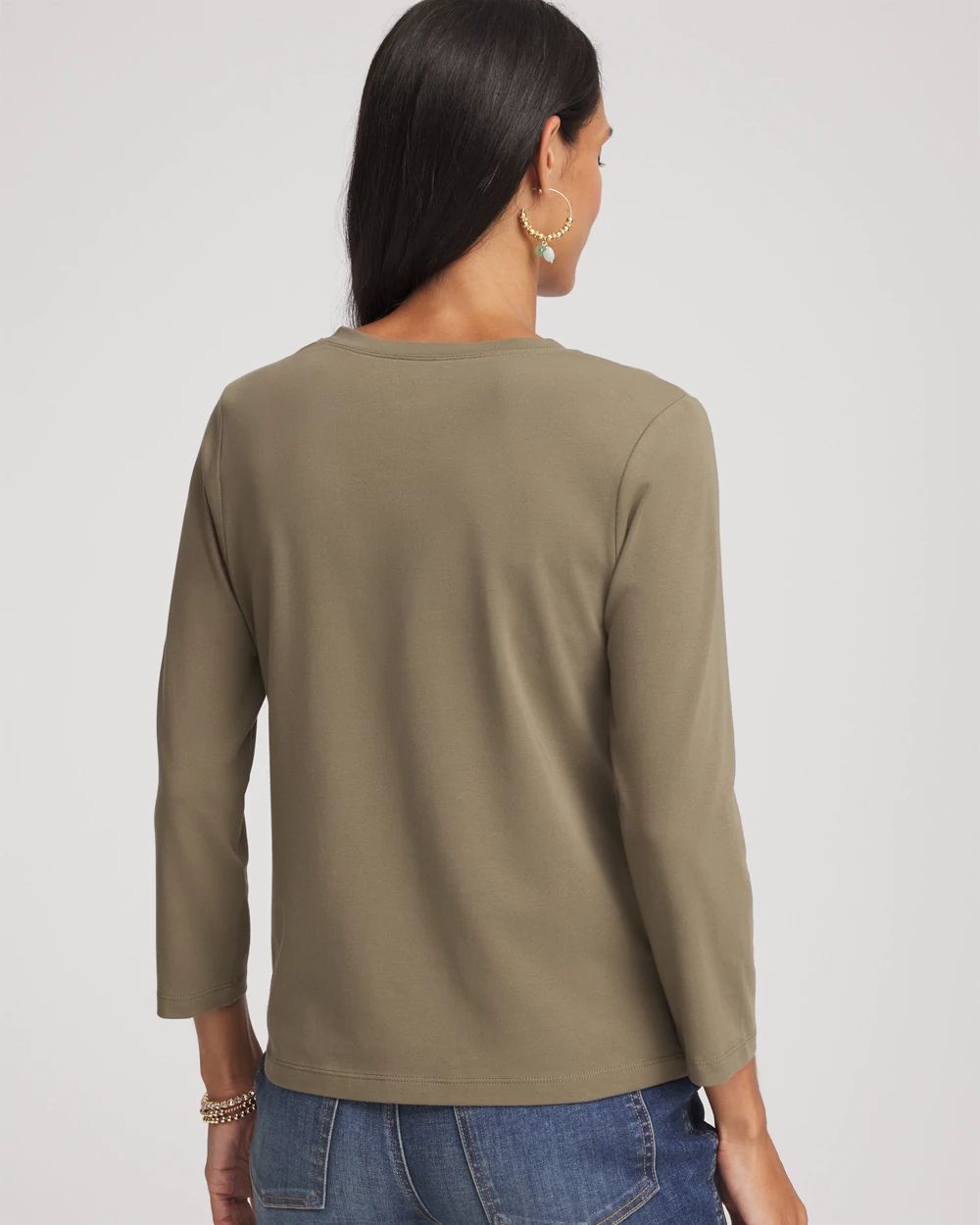 Embroidered 3/4 Sleeve Perfect Tee