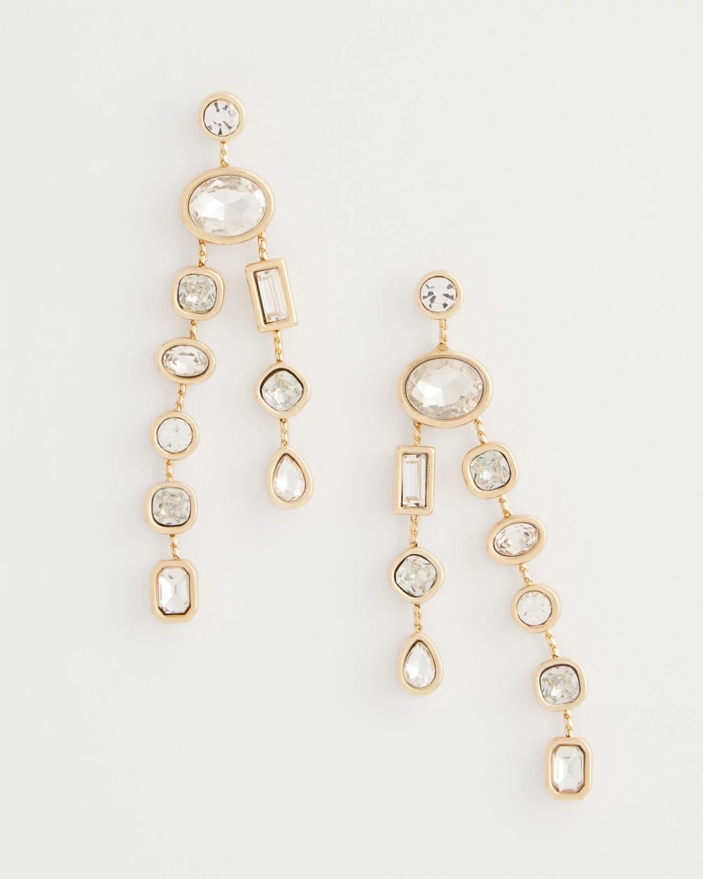 Bezel Set Linear Goldtone Earrings