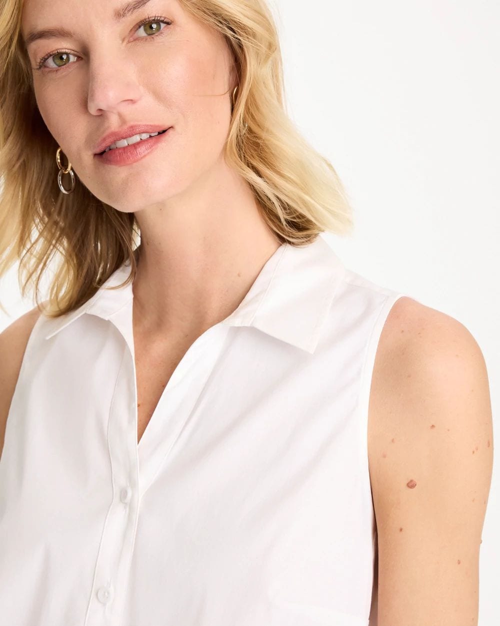 Cotton-Blend Classic Sleeveless Shirt