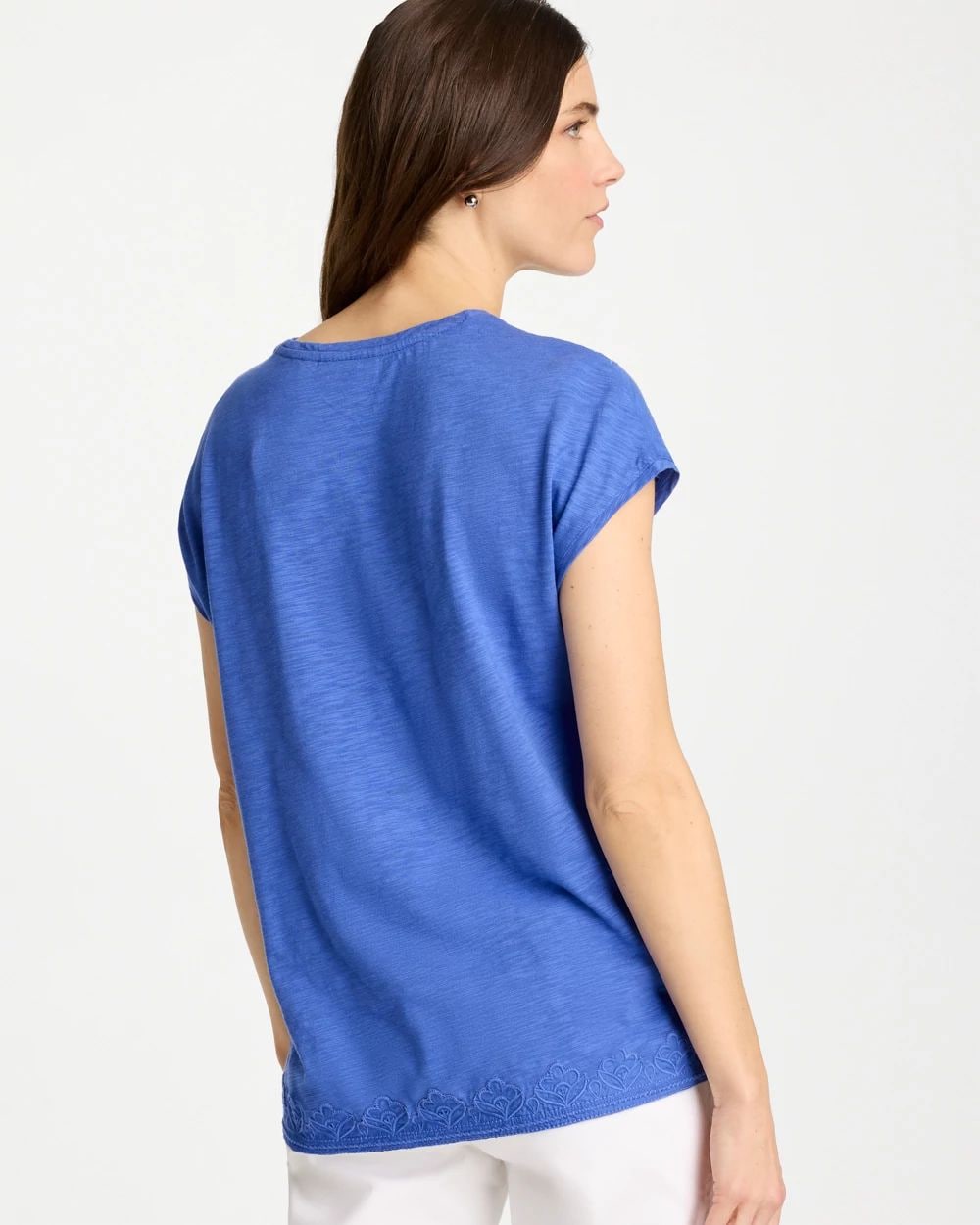 Monochrome Embroidered Cap-Sleeve Tee