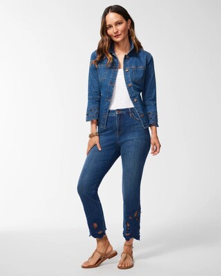 Girlfriend Floral Cutwork Ankle Jeans