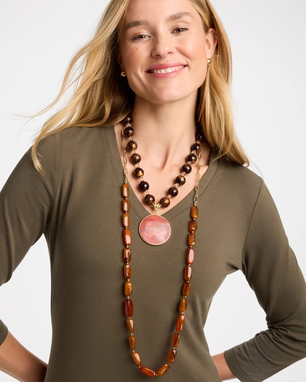Neutral Orange Pendant Necklace click to view larger image.