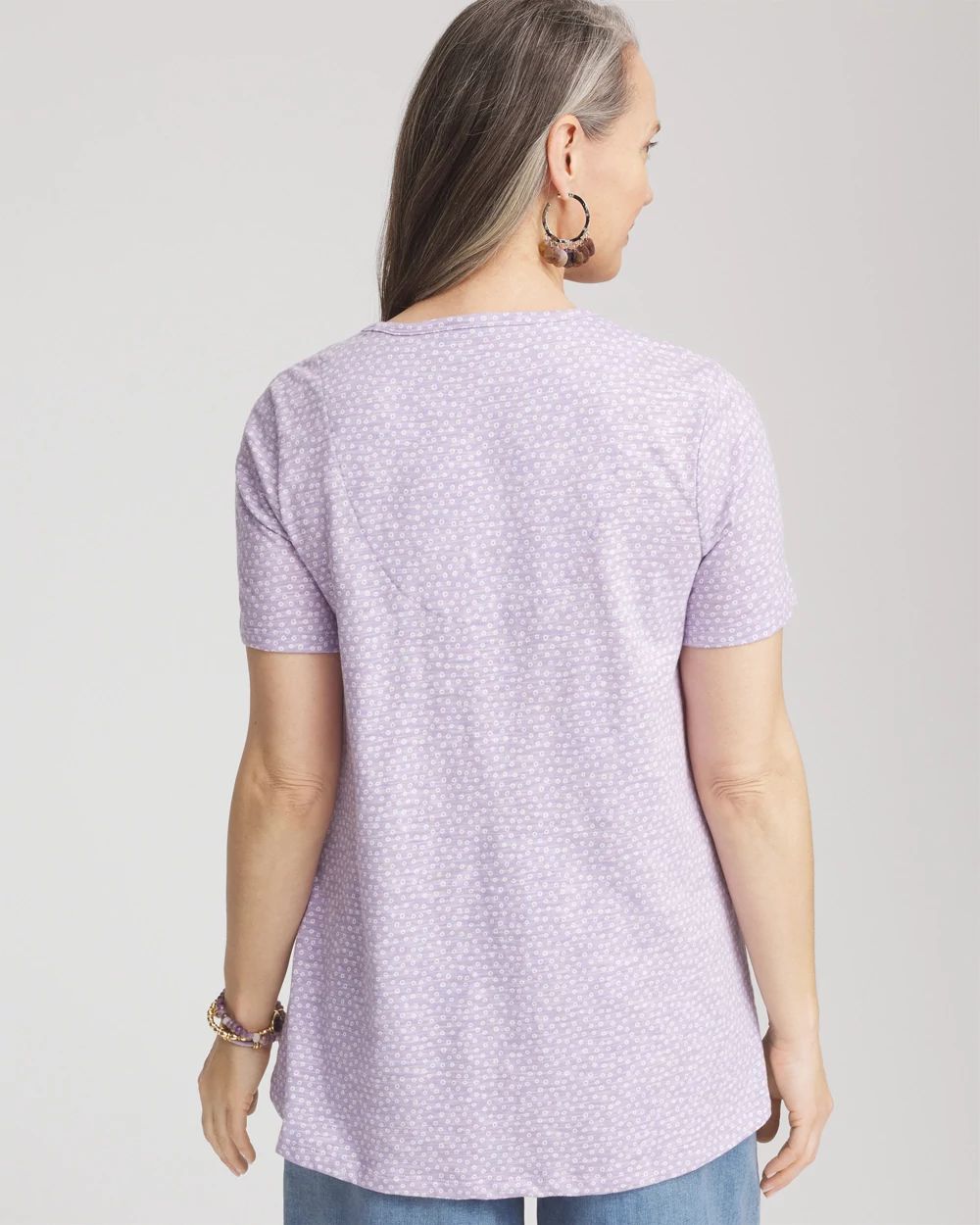 Polka-Dot Short Sleeve Forward Seam Tee