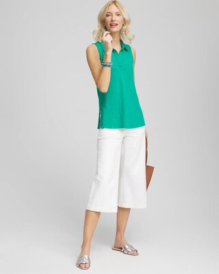 Slub Sleeveless Collared Tunic click to view larger image.