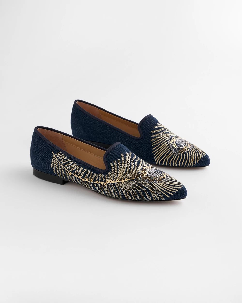 Peacock Embroidered Flats