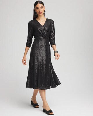 Surplice Sequin Midi Dress