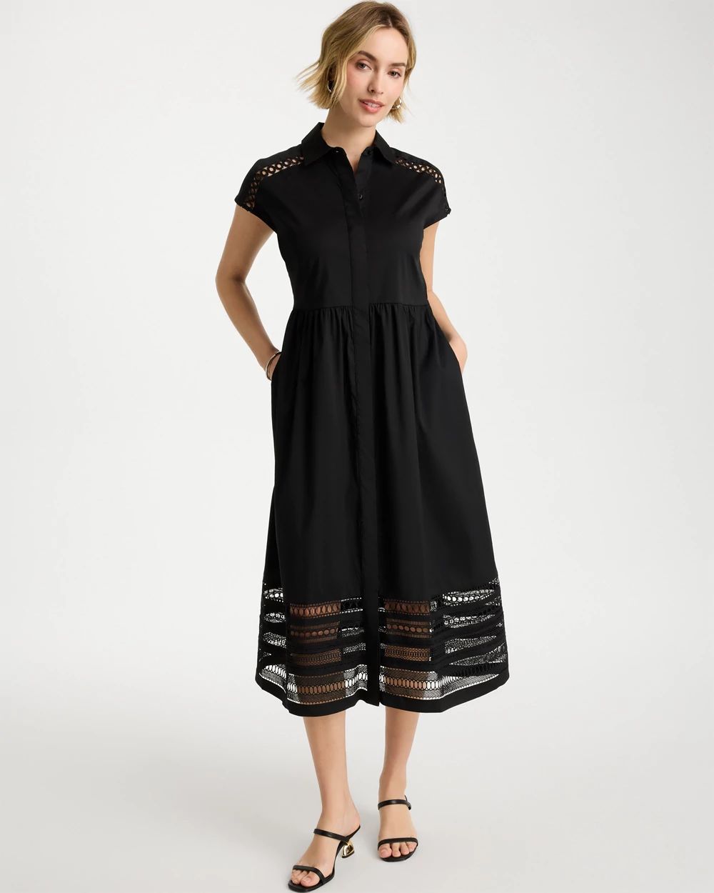 Lace Trim Midi Shirtdress