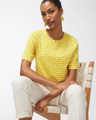 Warm Ikat Cotton Crew Neck Tee
