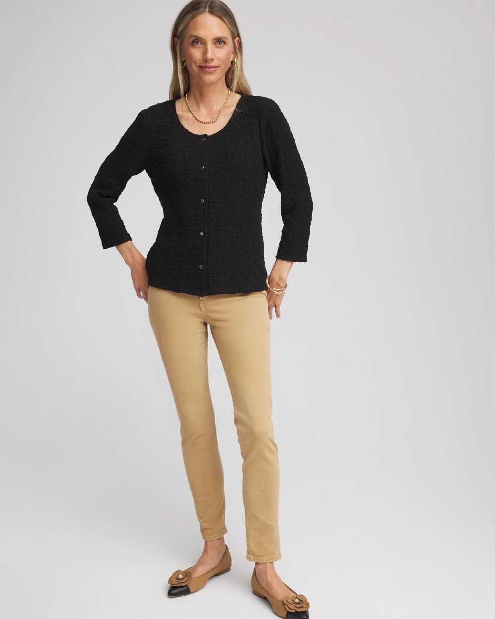 Textured Scoopneck Cardigan