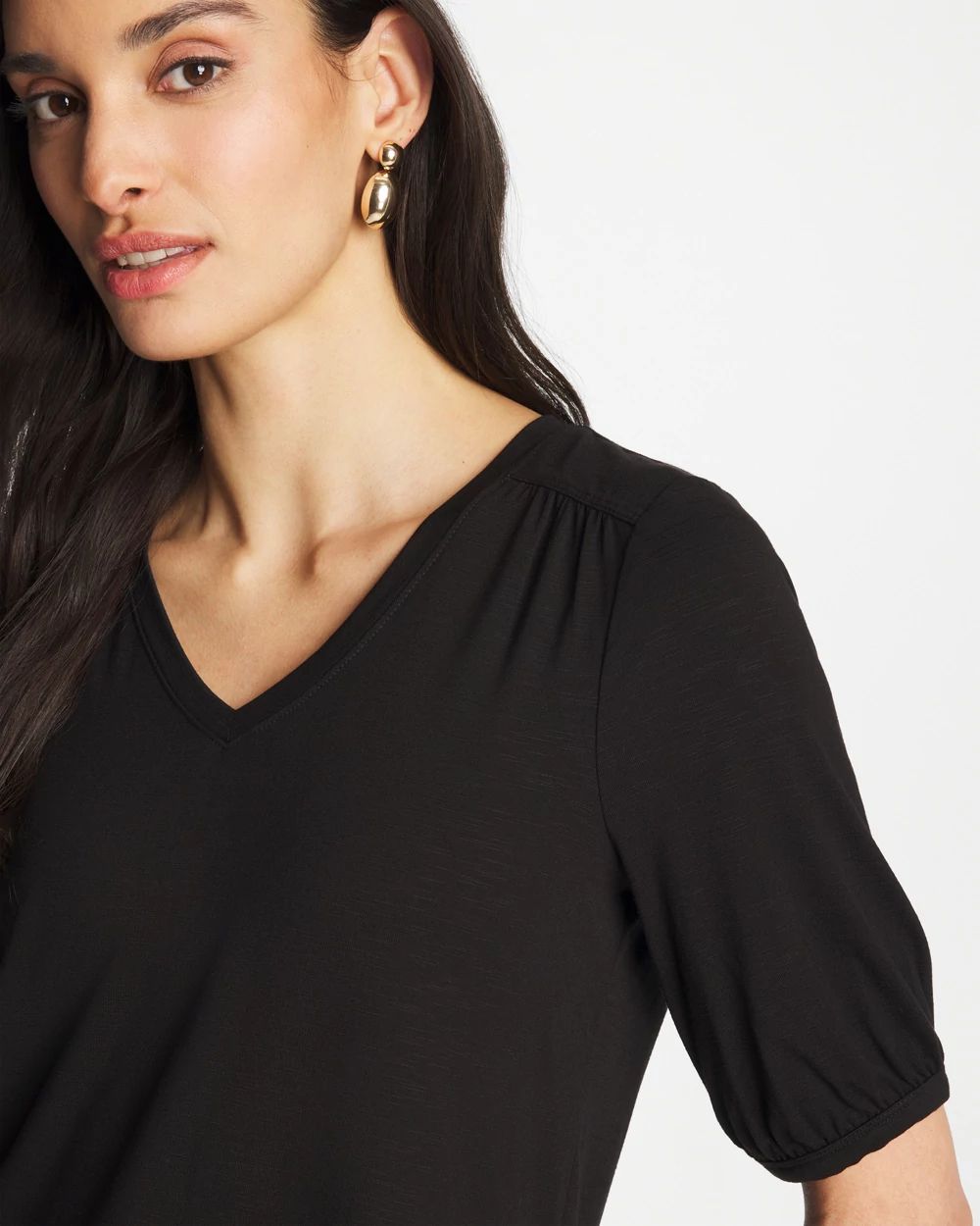 Shirred Elbow Sleeve Tee click to view larger image.