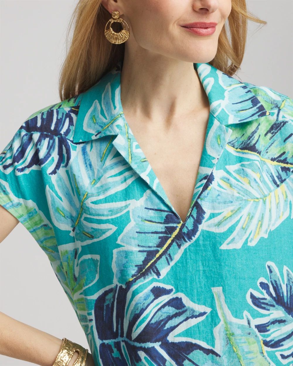 Tropical Linen Midi Dress