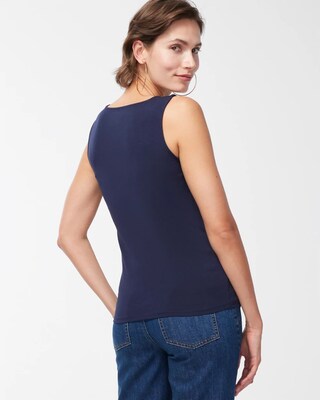 Contour Cotton™ Navy Square Neck Tank click to view larger image.