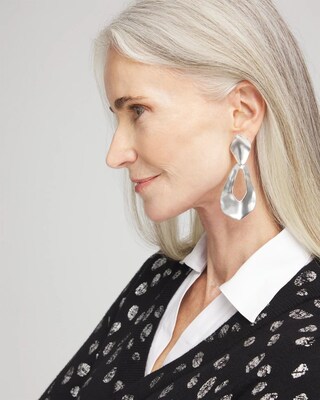 No Droop™ Hammered Silver Tone Teardrop Clip Earrings