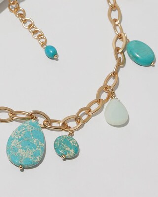 Turquoise and Gold-Tone Necklace