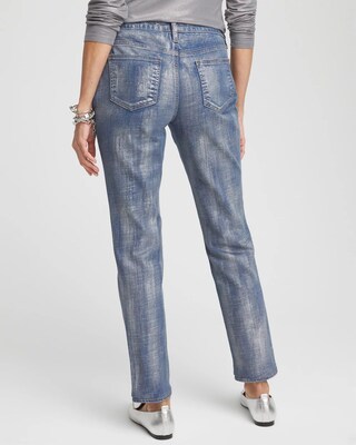 Petite Girlfriend Silver Coated Ankle Jeans click to view larger image.