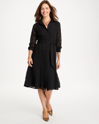 Textured Leopard Jacquard Shirtdress