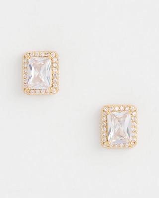Gold Emerald Cut Stud Earrings