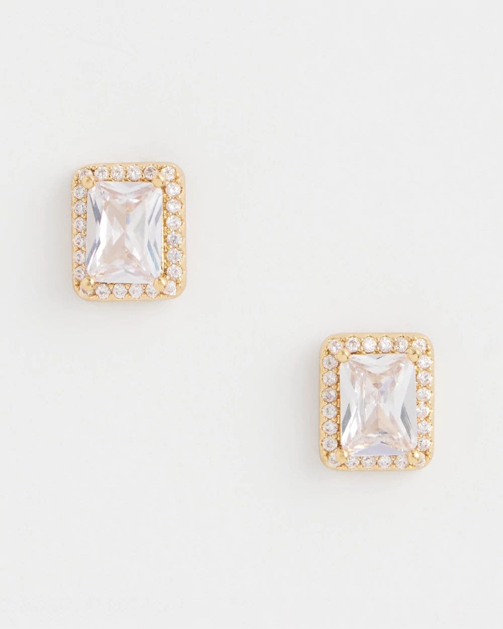 Gold Emerald Cut Stud Earrings