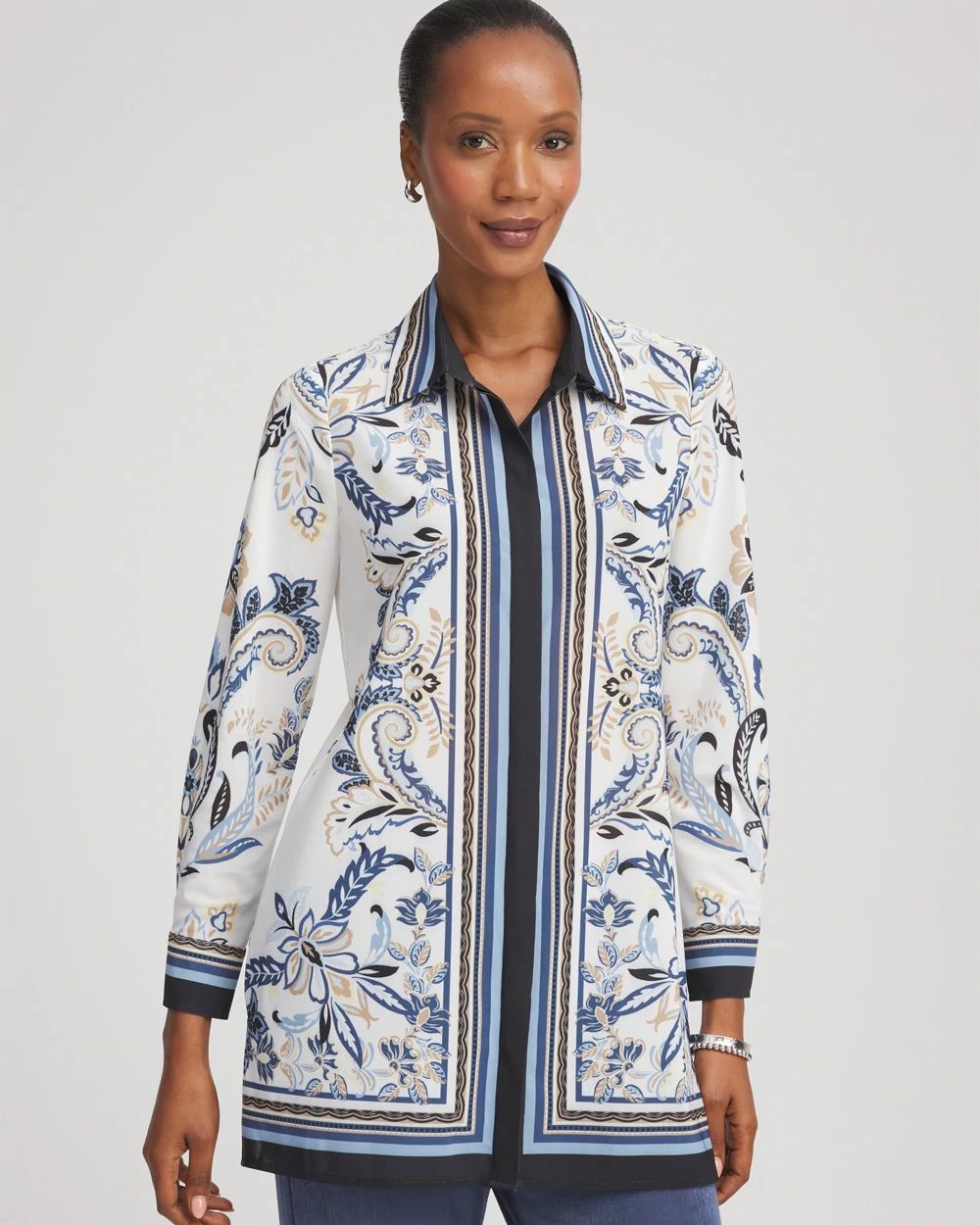 Travelers™ Collection Paisley Mesh Shirt Jacket